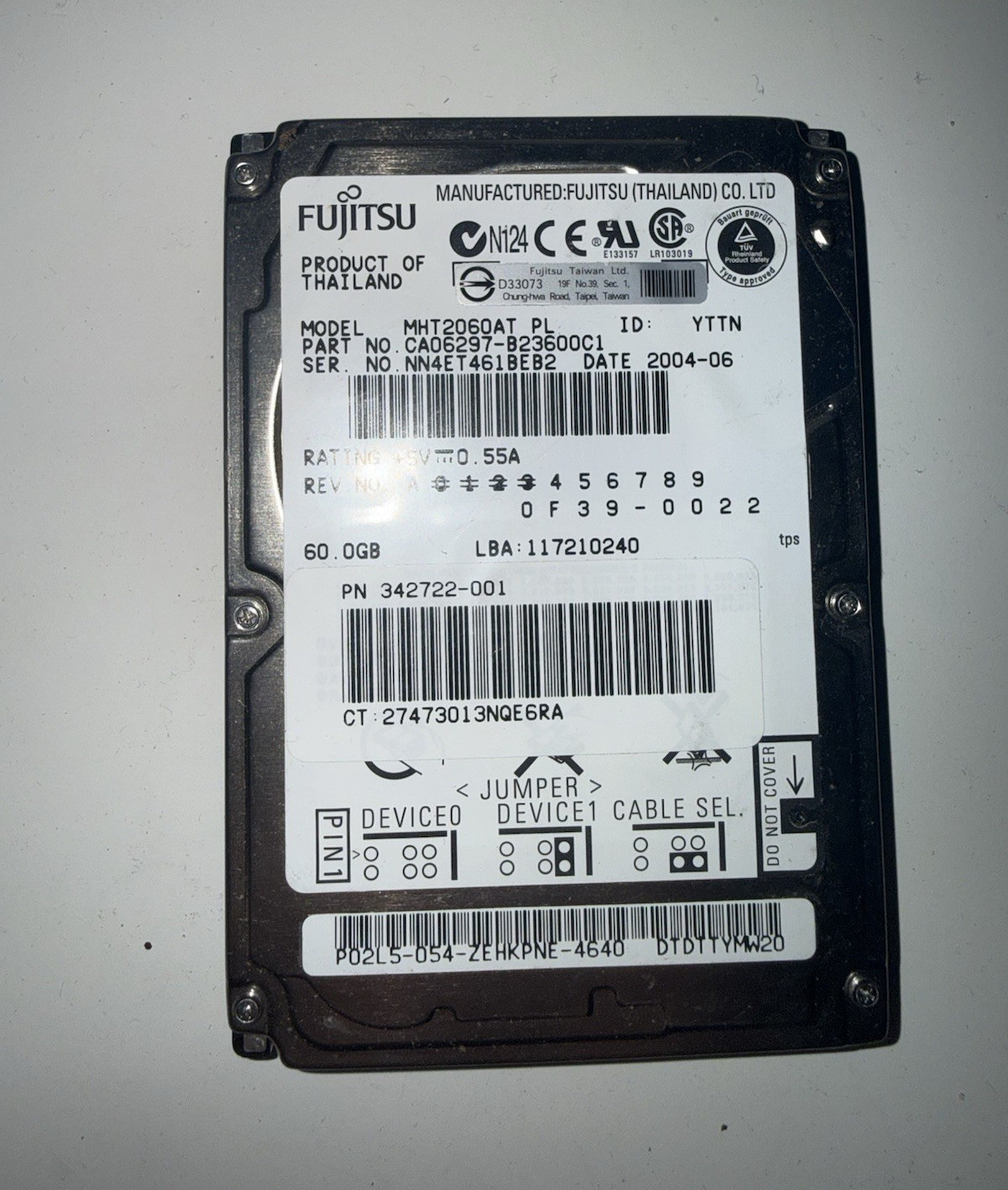 Fujitsu MHT2060AT PL 60GB 2.5in IDE 4200RPM 2MB Internal Laptop HDD