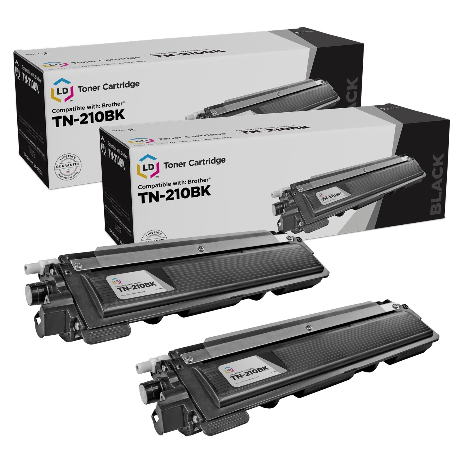 LD  TN210 Black Laser Toner Cartridge Set of 2 for Brother TN-210BK MFC-9325CW