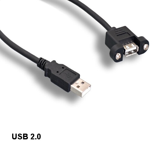 10x 10ft Panel-Mount USB 2.0 Type A Extension Cable 480 Mbps Sync Charge Data