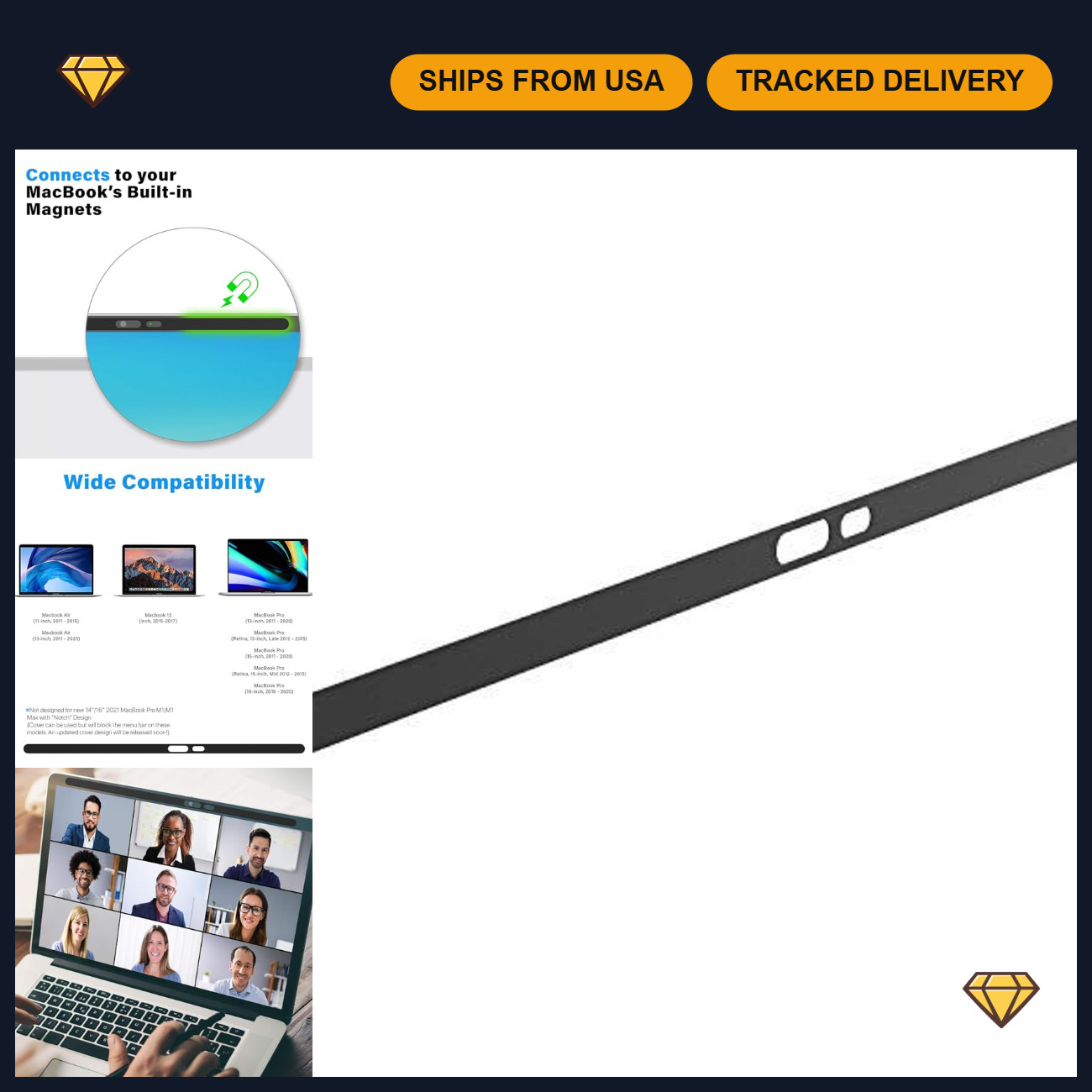 Magnetic Webcam Cover for Laptop - Slim 0.01-Inch Profile, Privacy Slide Accesso