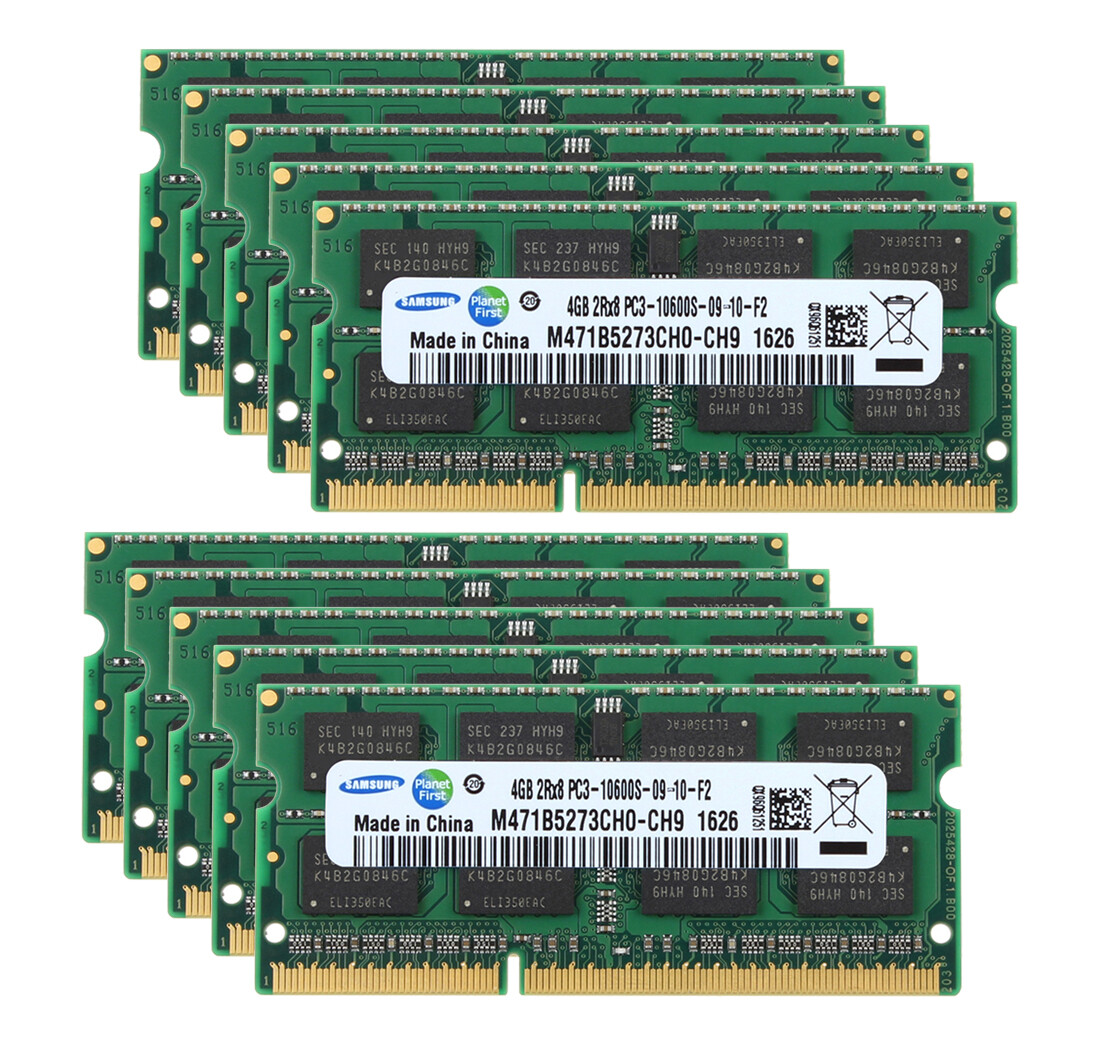 10pcs Samsung 4GB 2rx8 DDR3 1333 MHz PC3 10600S 204PIN SODIMM Laptop RAM Memory