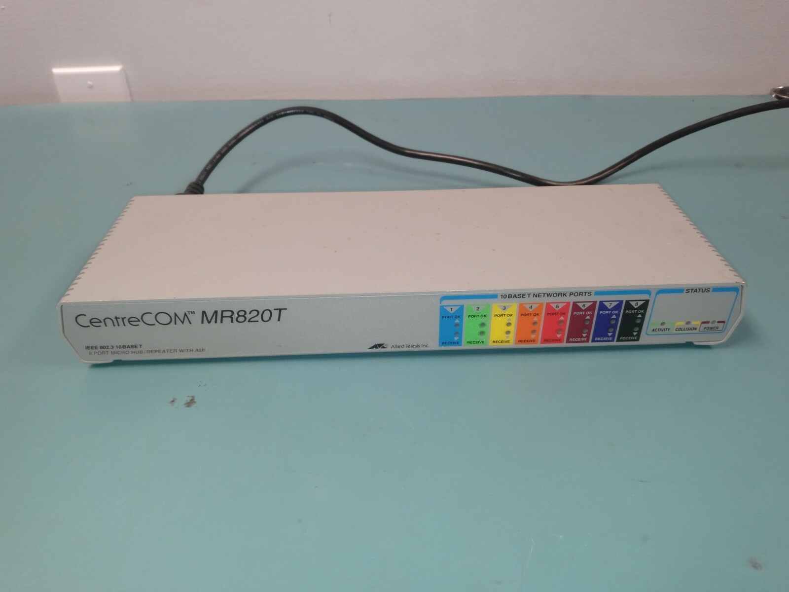 Allied Telesyn AT-MR820TR,MR820T, CentreCOM Multiport Micro Repeater 8-Port Hub 