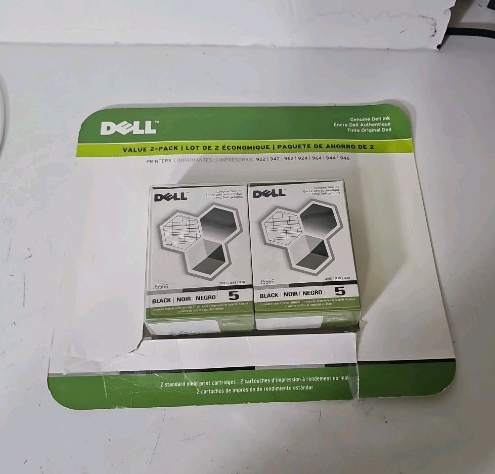 Dell Series 5 J5566 Black Ink 2-Cartridge Pack. New In Box.   1 Pack Was Opened.