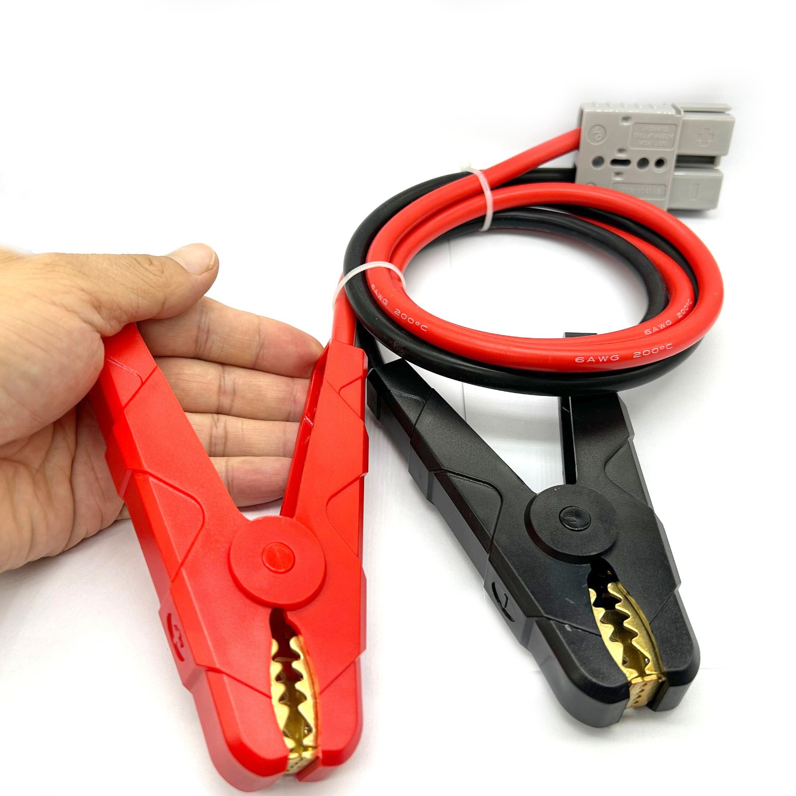 50A Anderson Type Plug to Big Alligator Clip Clamps Battery Connector 600W 6AWG