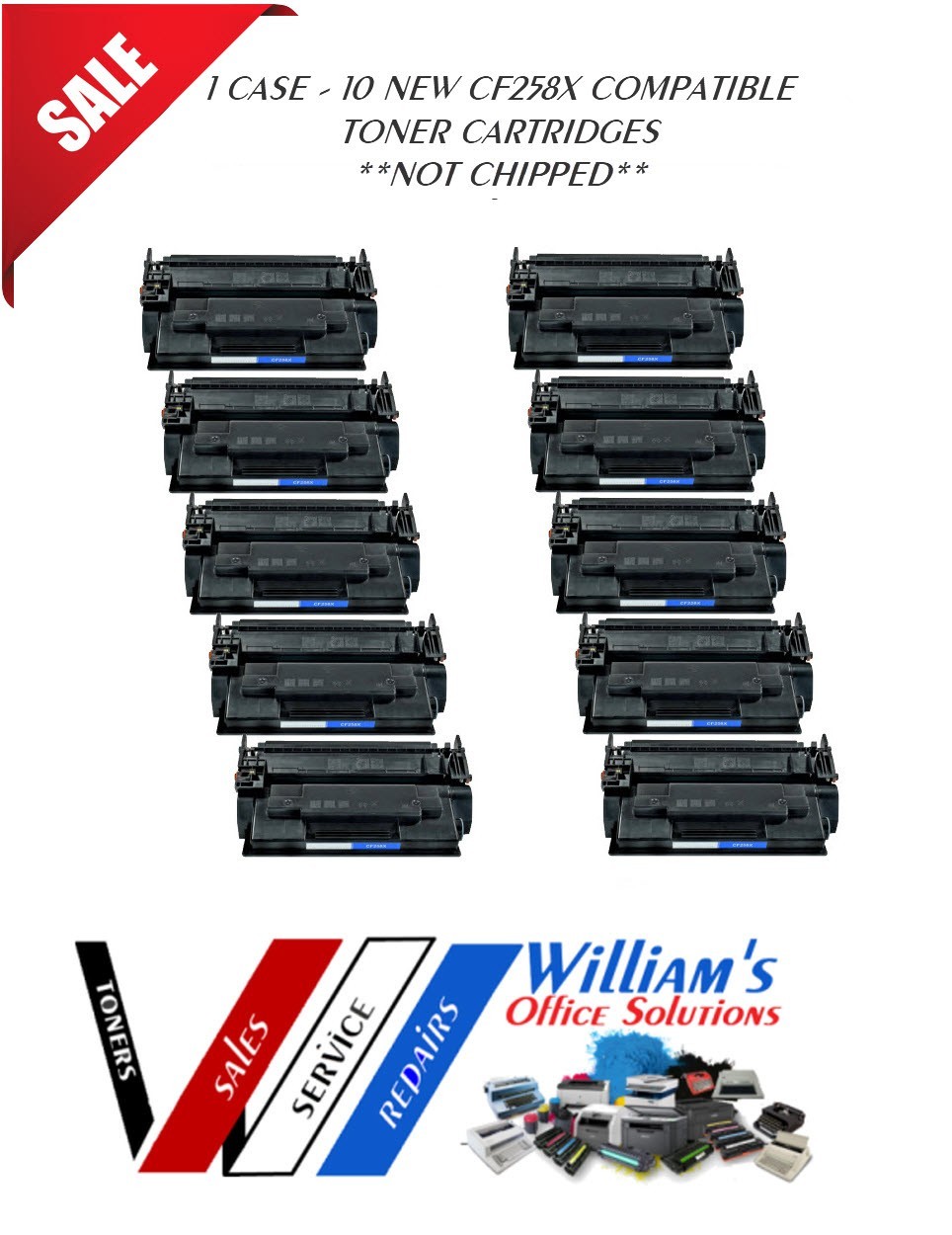 HP Compatible 58x (CF258X) Toner Cartridges - 10 toners/Box - Up to 85% Savings