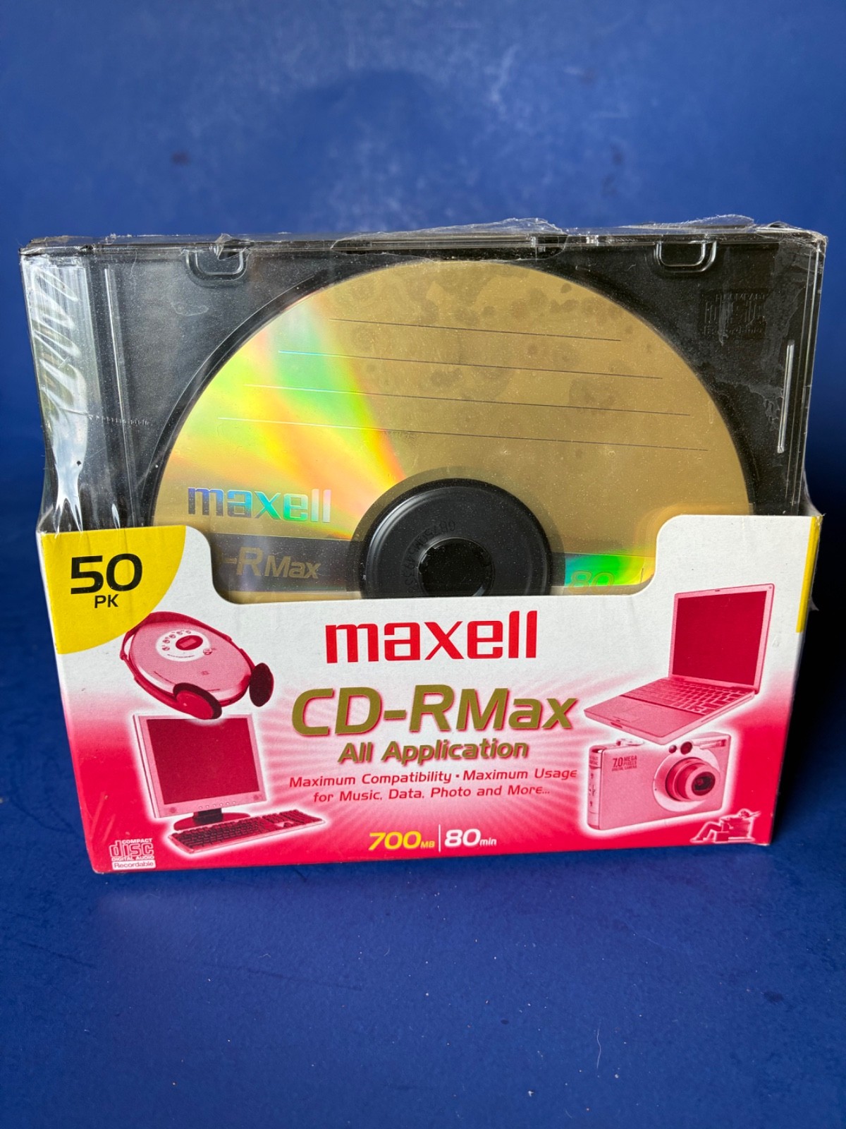 Maxell CD-RMax 50 Count 700MB 80 Minutes with Jewel Cases and Labels  Sealed