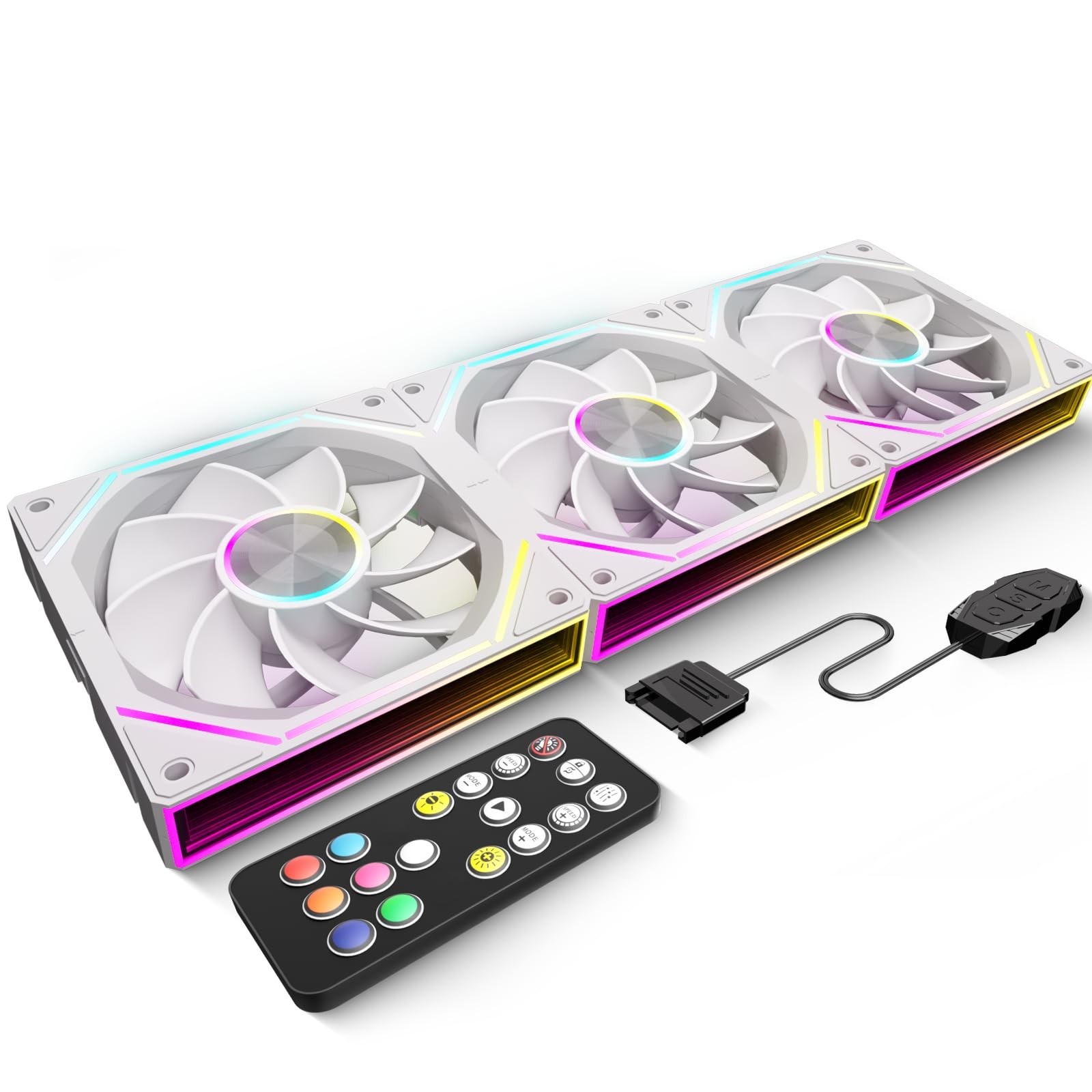 FB120 3 Pack 120mm ARGB PC Cooling Fans - 16.8M Colors & Remote, Infinite Mir...