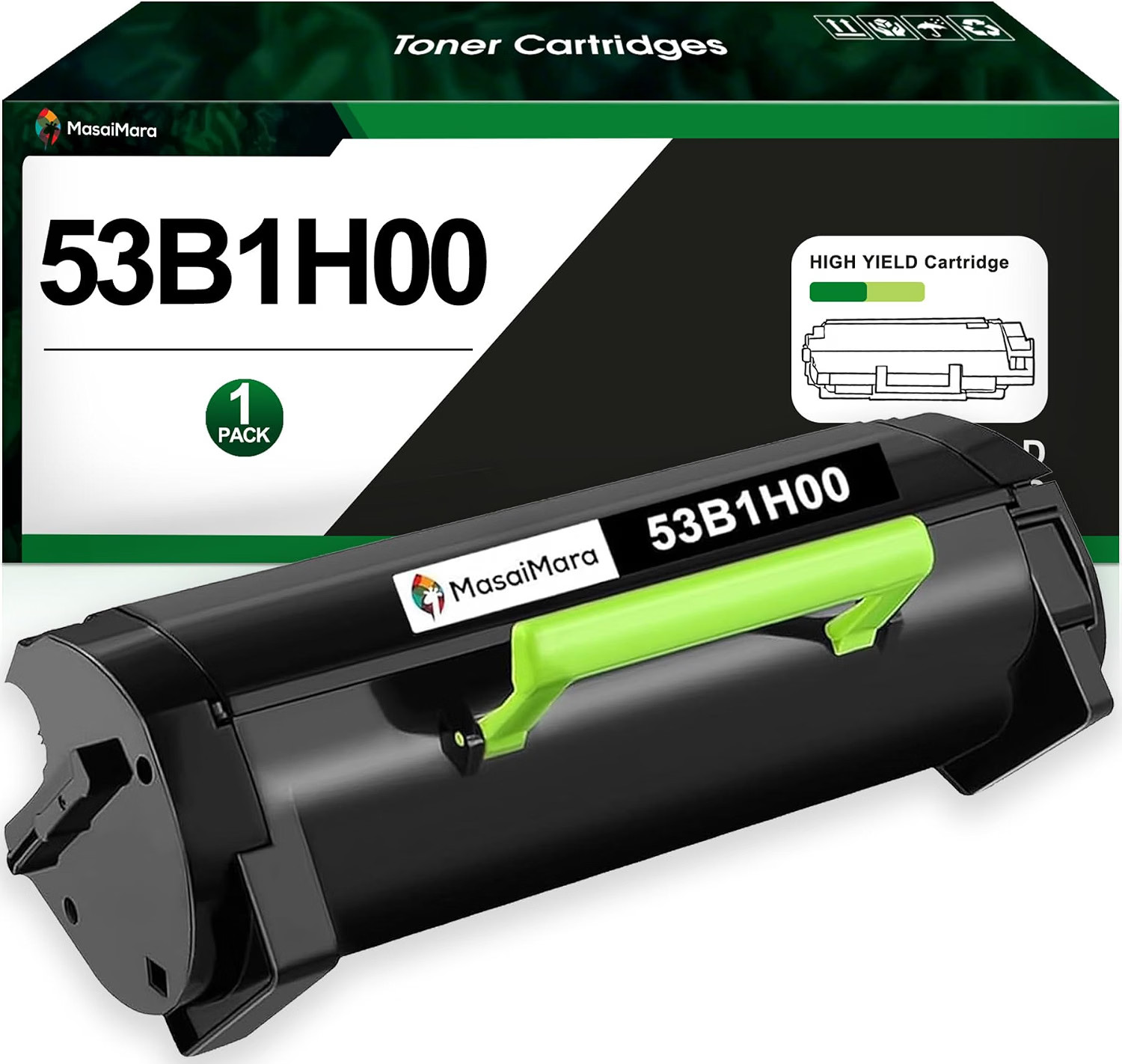 Chip 1-Pack Toner Cartridge Black 53B1H00 53B1000 53B0HA0 Lexmark BN