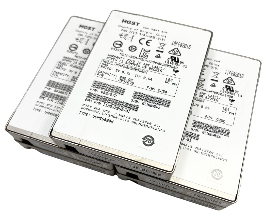 (LOT OF 5) HGST HUSMH8020BSS204 200GB 2.5" 12Gb/s SAS SSD 80-98% HEALTH