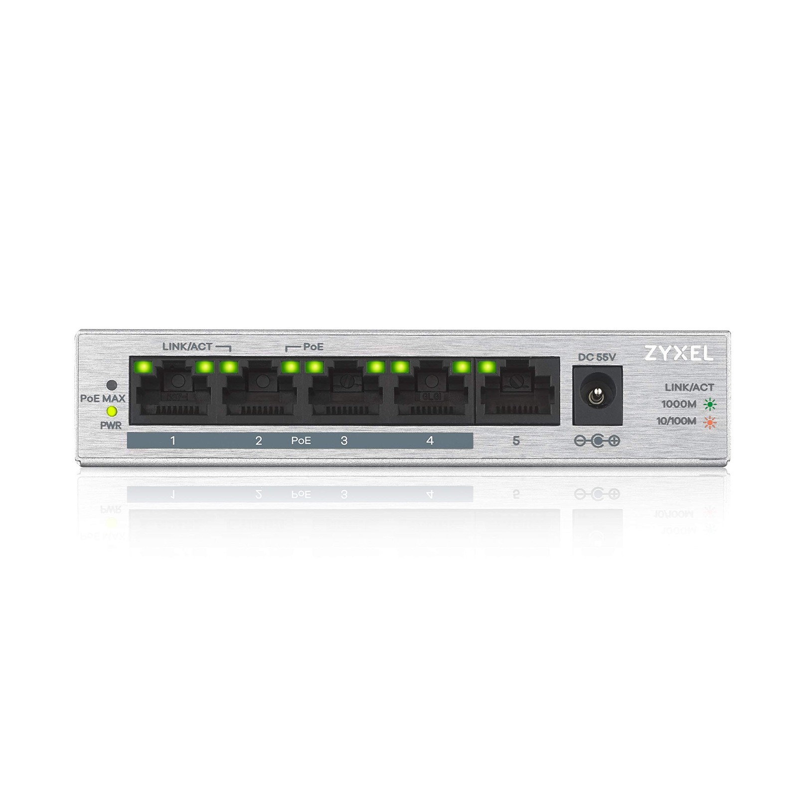 ZyXEL 5 Port Gigabit Unmanaged 4 x PoE+ with 60 Watt Budget, Limited Lifetime Pr