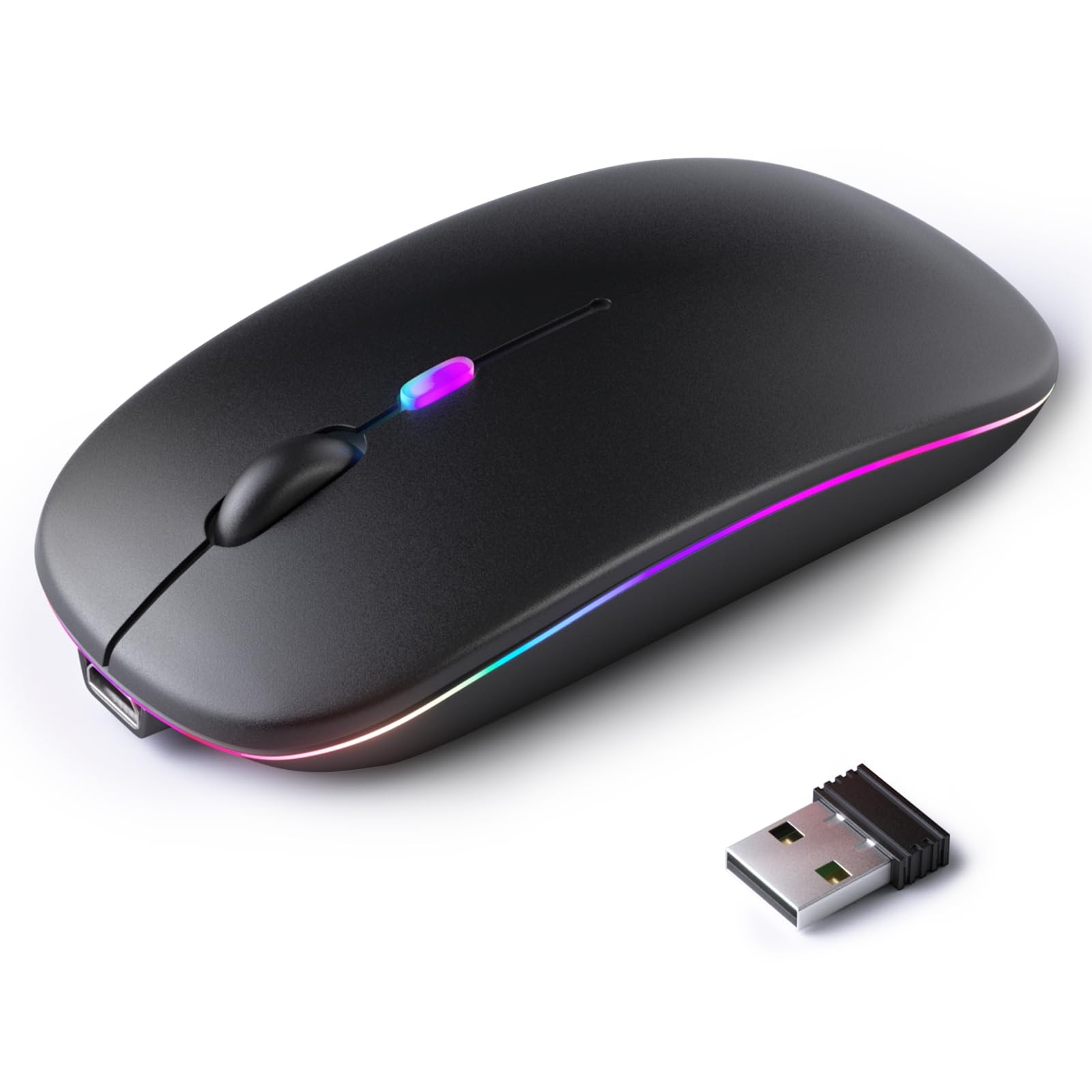 KANMABPC Wireless Bluetooth Mouse – Rechargeable, Silent, Dual Mode Black