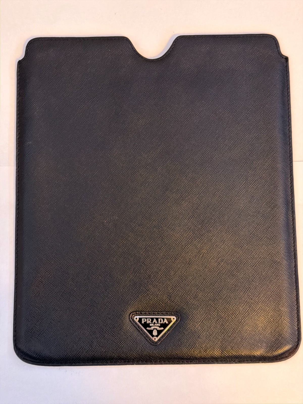 PRADA iPad Case Safiano leather Black Authentic 10x 8  Barely Used