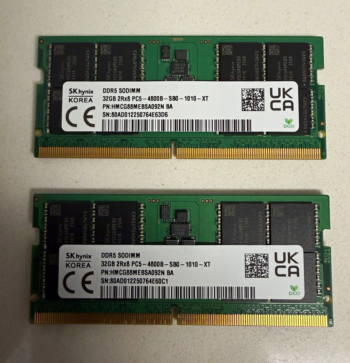 64GB Kit (2x32GB) SK Hynix DDR5 4800MHz SODIMM RAM PC5-4800B Laptop Memory