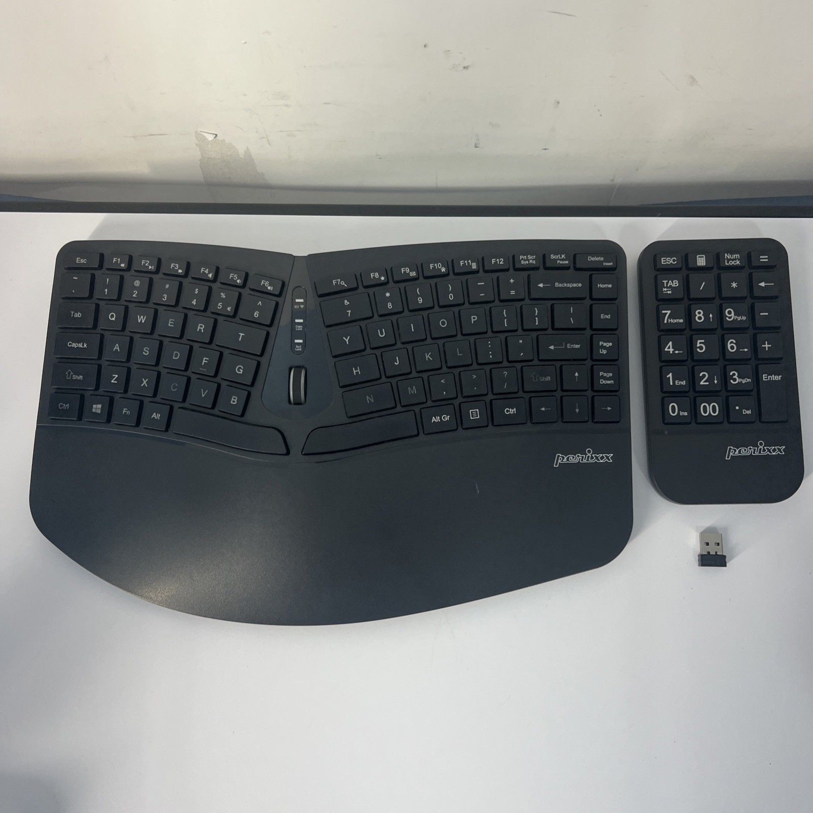 Perixx PERIDUO-606 Wireless Mini Ergonomic Keyboard & Number Board Combo US