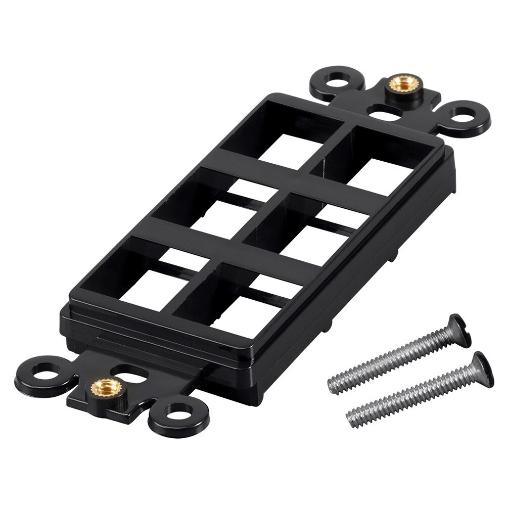 6 Port Hole Keystone Jack Wall Plate Insert Decora Style Modular 1-Gang Black
