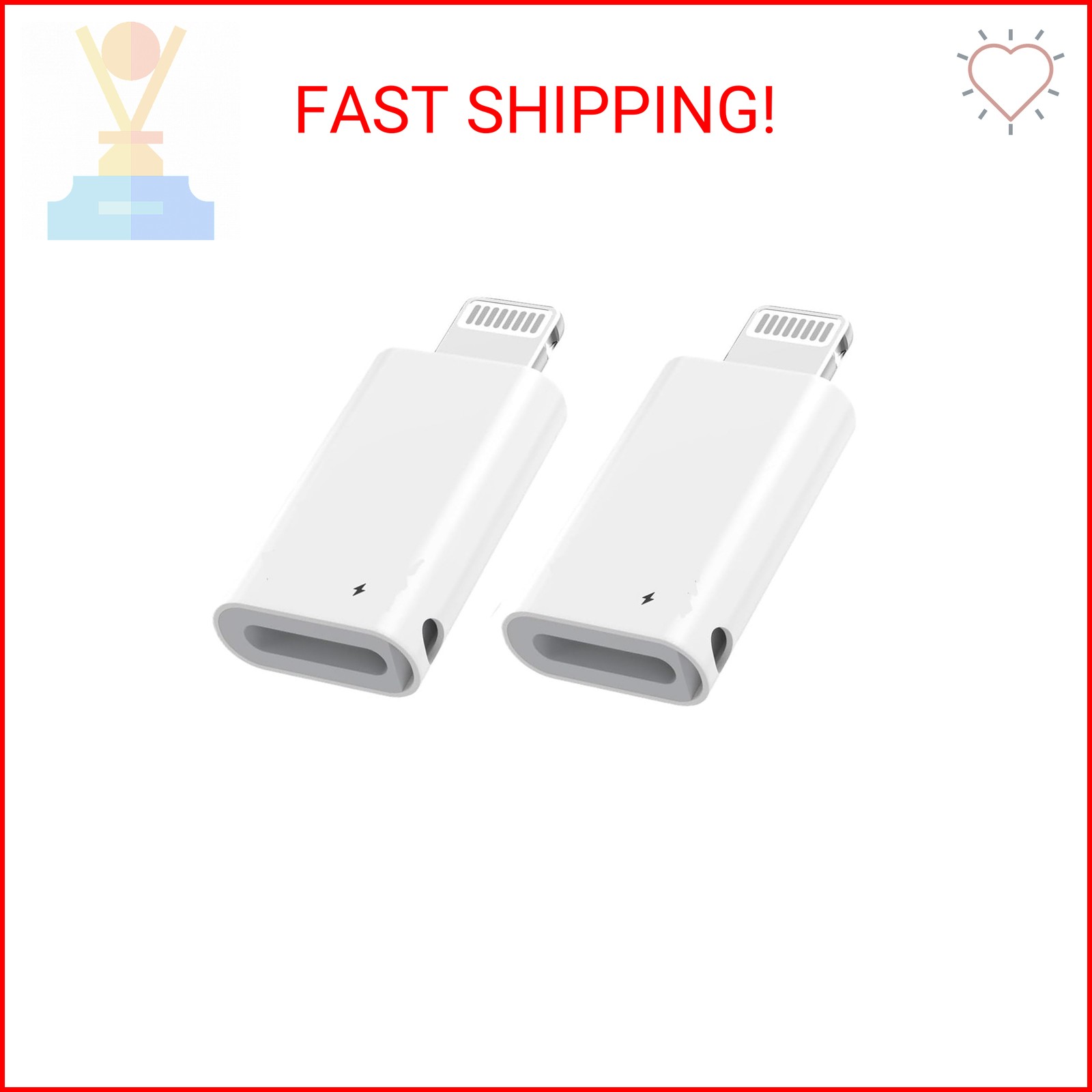 2Pack Lightning Male to USB C Female Charging Adapter,[Apple MFi Certified] Type