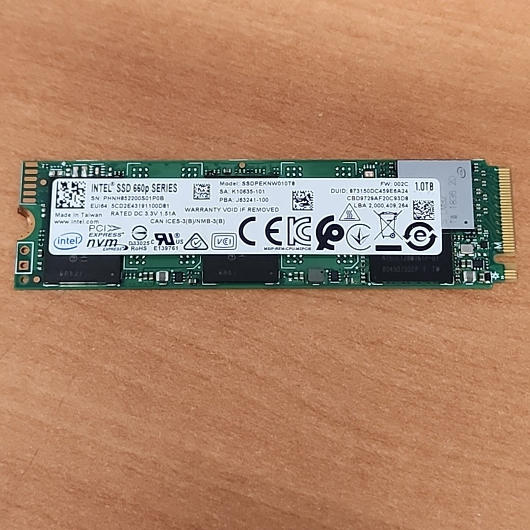 INTEL 1TB M.2 NVMe 2280 SSD SSDPEKNW010T8