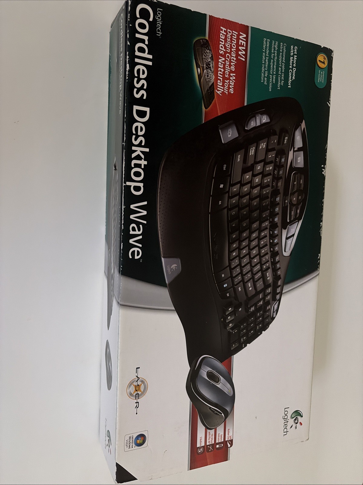 Logitech Cordless Desktop Wave Pro Keyboard and Laser Mouse No Receiver Open Box