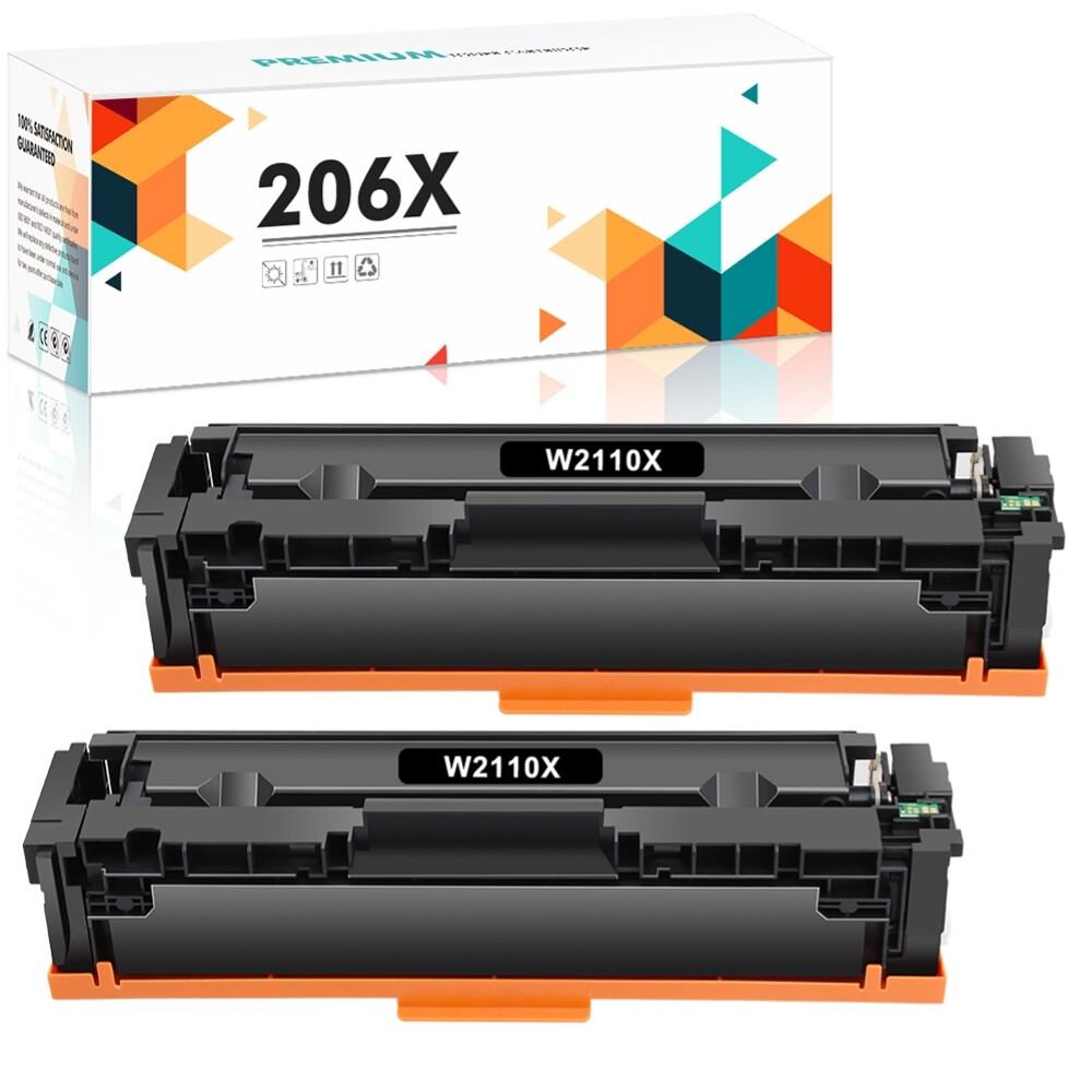 2 PK 206X W2110X BK Toner Compatible With HP LaserJet MFP M283fdw M255dw No Chip