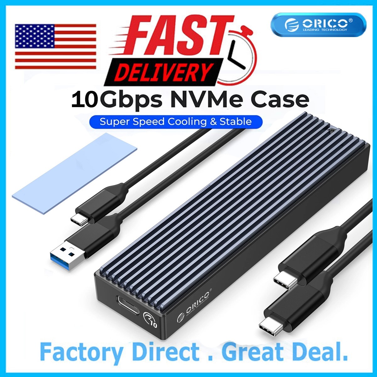 ORICO M.2 NVMe  SSD Enclosure USB Type C 10Gbps NVMe SSD External Case