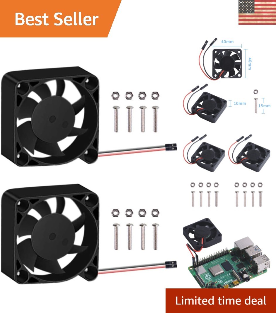 2pcs 40x40x10mm Quiet Brushless Cooling Fan for Raspberry Pi - Low Noise Design