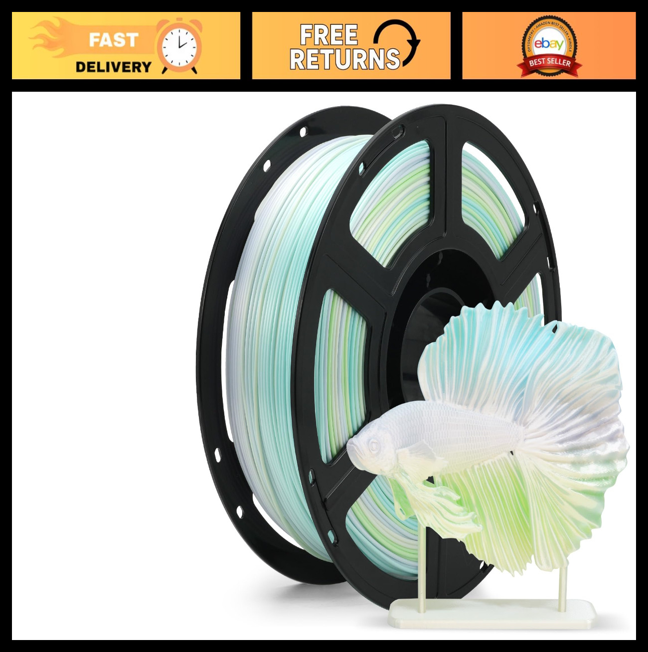 Silk PLA 3D Printer Filament 1.75mm, 1kg Spool, Smooth Texture, High Accuracy +/