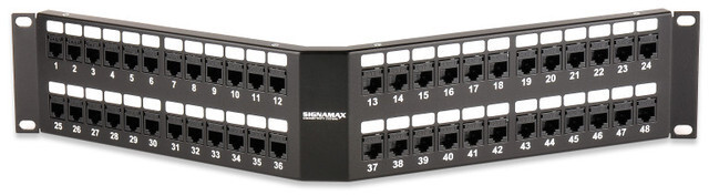 SignaMax 48-Port Cat 6A MT-Series Angled Patch Panel - 48458A-C6A