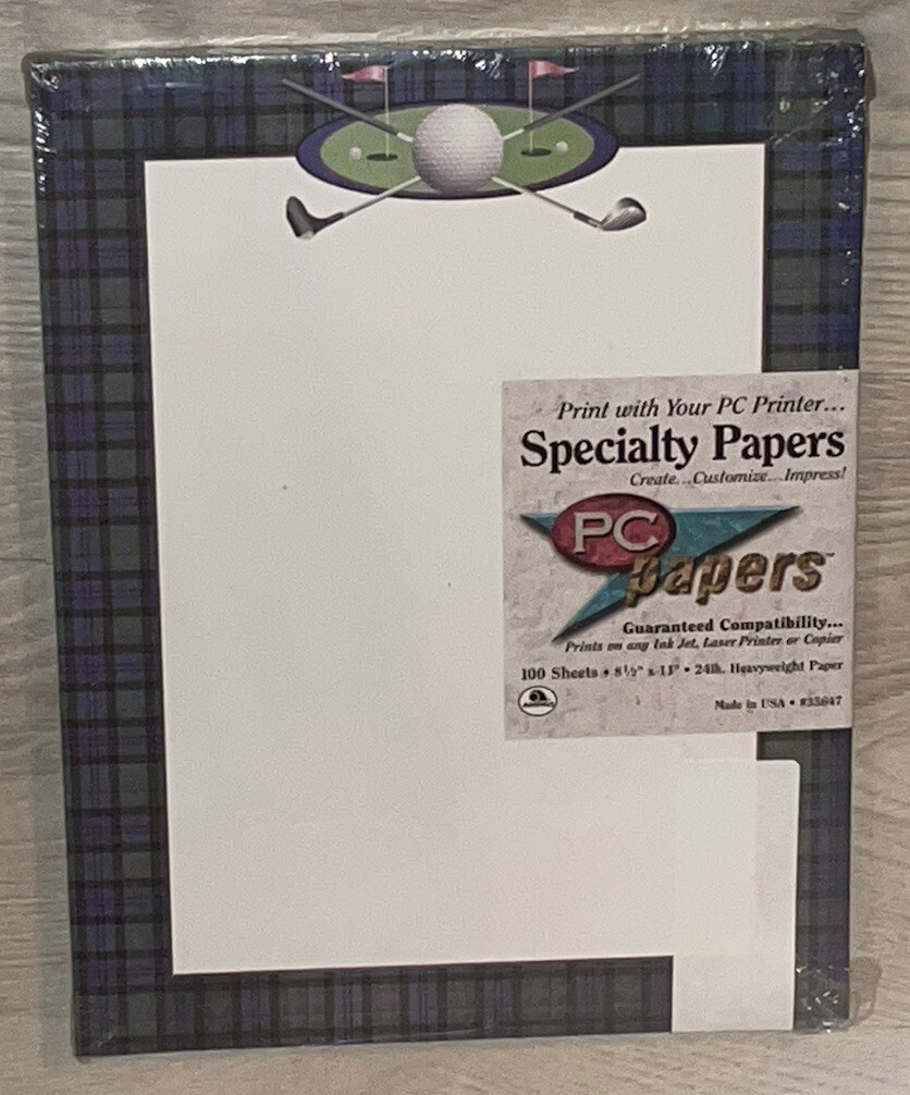 * Golf Ball Club Tee Tees Golfer Designer Letter Computer Paper -  100 sheets