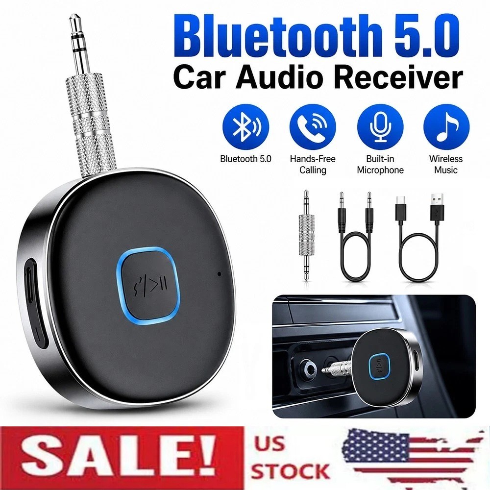 Bluetooth Car Aux Adapter 3.5mm Wireless Audio Receiver for Home Stereo Speaker