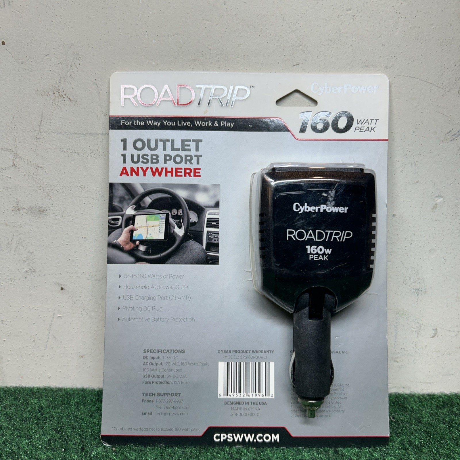 CyberPower CPS160PBURC1 160 Power Inverter With 1 AC Outlet And 1 USB Port, New