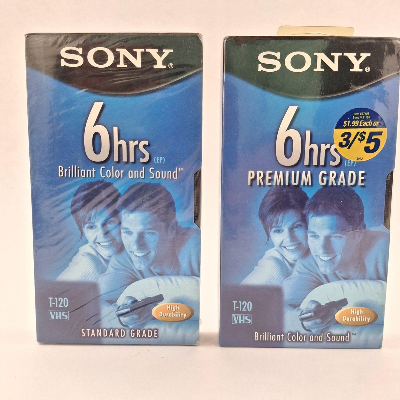 Sony T-120VL VHS 6hrs Blank Video Tapes Premium Standard Grade Lot Of 2 New VCR