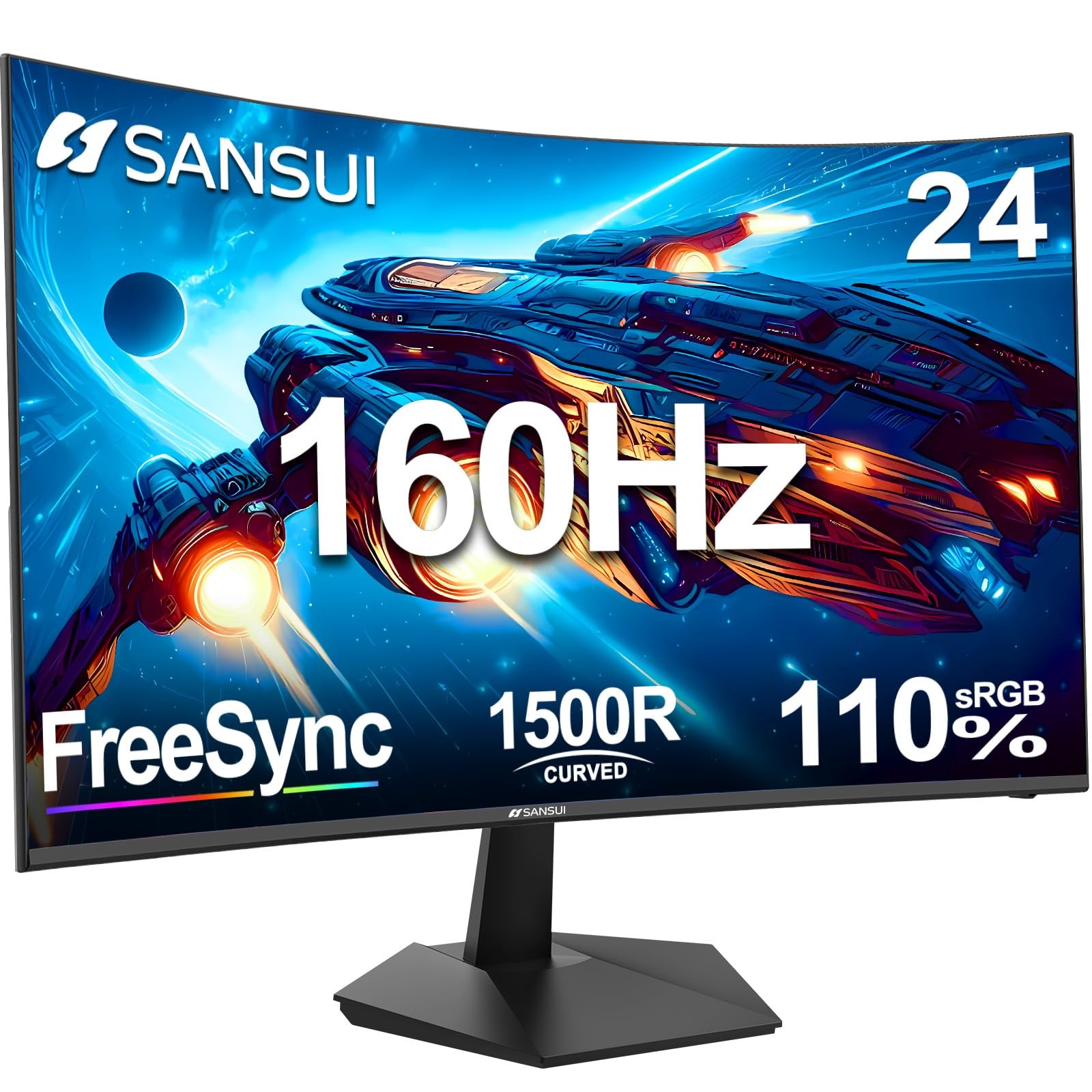 24 Inch Curved Gaming Monitor up to 160Hz 1ms Computer Monitor