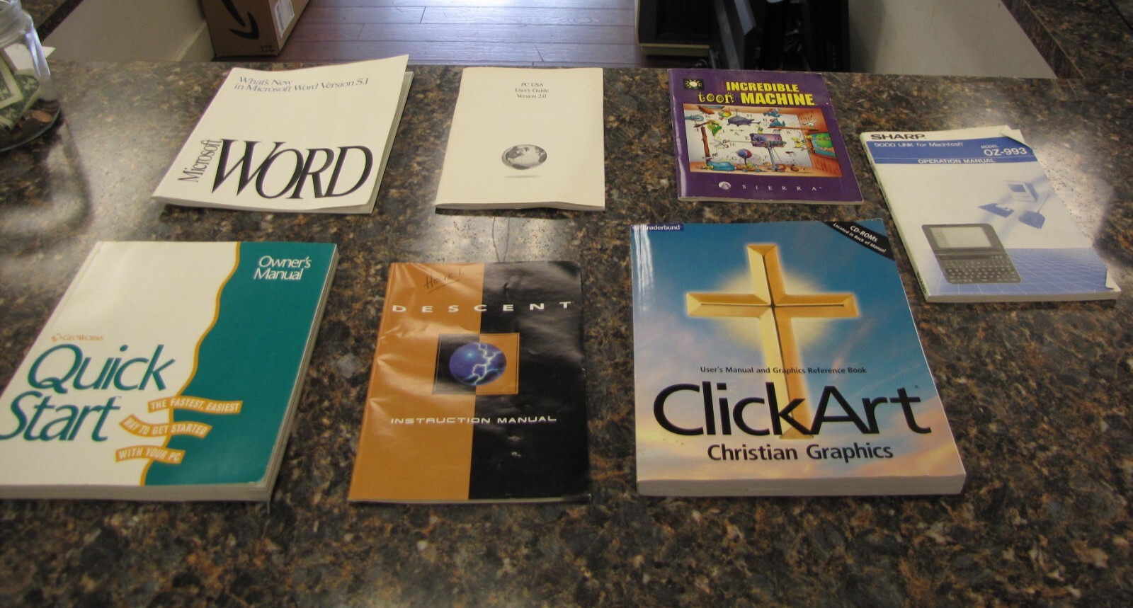 Lot of (7) Vintage Computer Manuals - Word/Sharp/Christian Graphics W/ CD's
