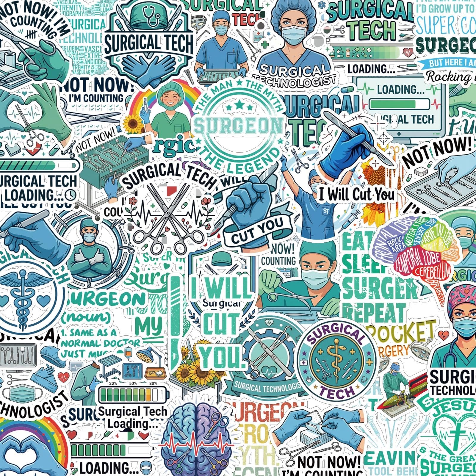 Vemfare 100 Pcs Surgical Tech Stickers 2x2 inches,