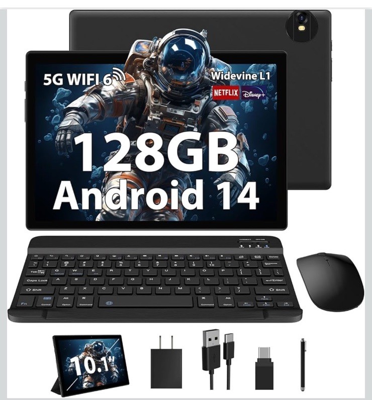 POWMUS 2025 Latest Android 14 Tablets,10 Inch Tablet with 24GB RAM 128GB ROM Exp