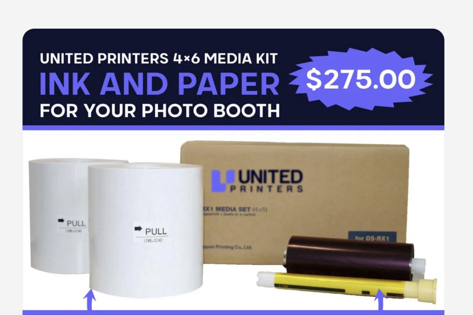 United Printer (4x6) Media Kit - Ink And Paper For Your Photo Booth.
