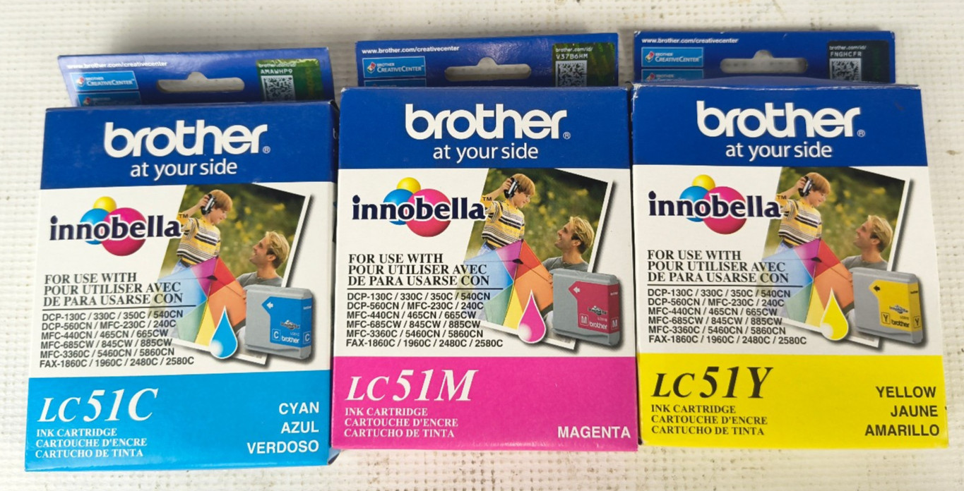 New Genuine Brother LC51 CMY Color 3PK Ink Cartridges LC51C LC51M LC51Y