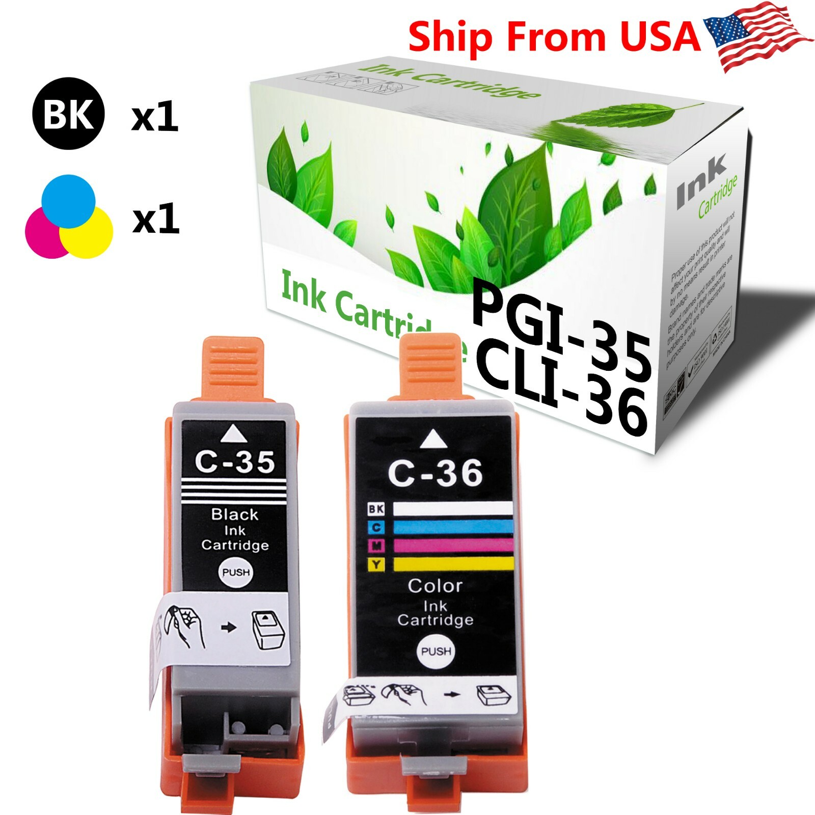 2 pk PGI 35 ink Cartridge for Canon iP110 iP110 iP110 iP110 Printer