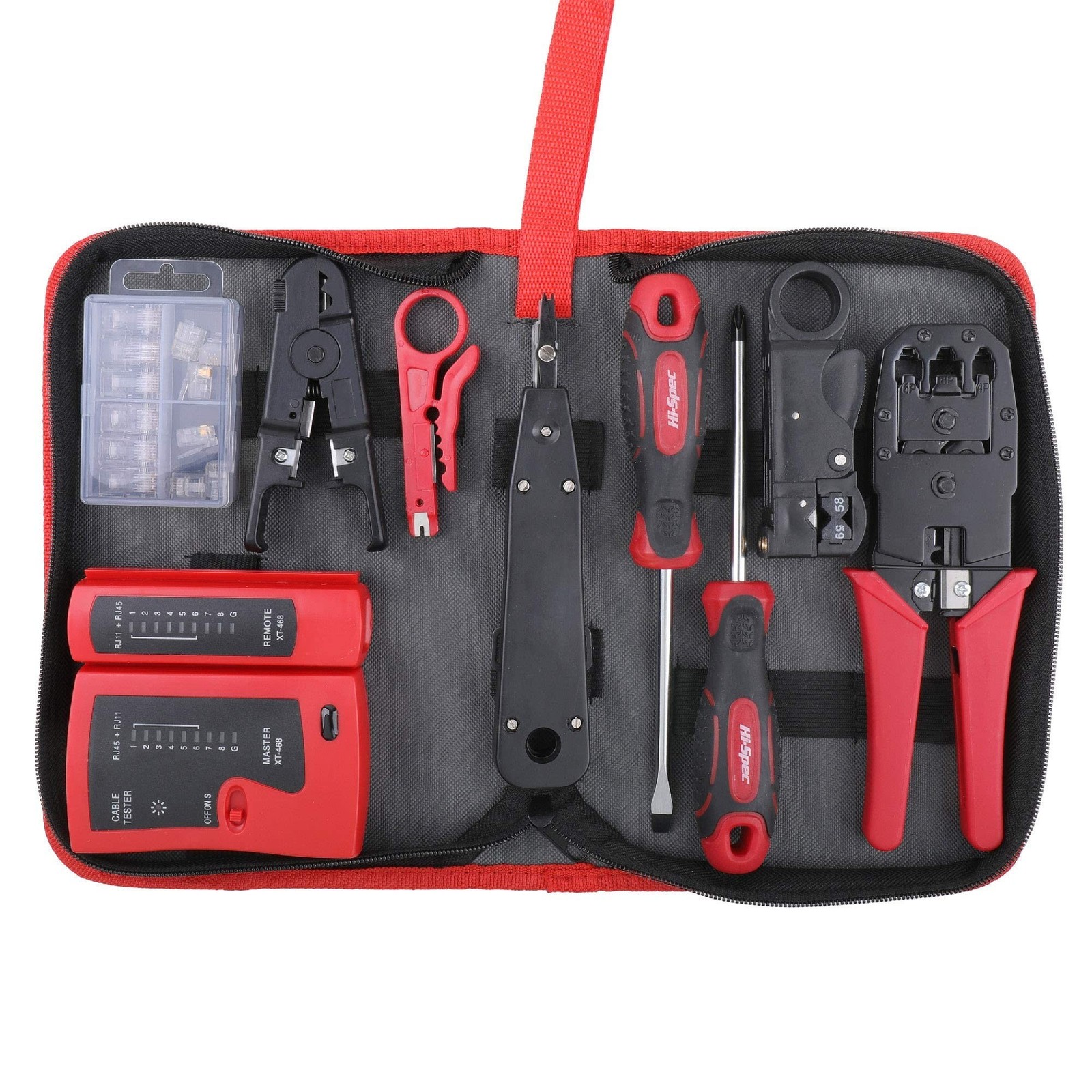 Hi-Spec 9pc Network Cable Tester Tool Kit Set for CAT5, CAT6, RJ11, RJ45. Eth...
