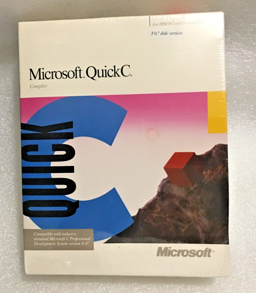 1990 Microsoft Quick C Compiler 3 1/2 Disc version For IBM PC's and Compatibles
