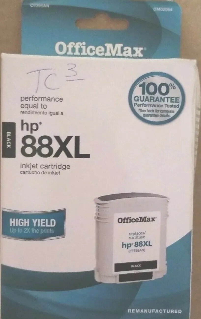 Office Max HP 88XL Inkjet High Yield Black Ink Cartridge C9396AN Expired