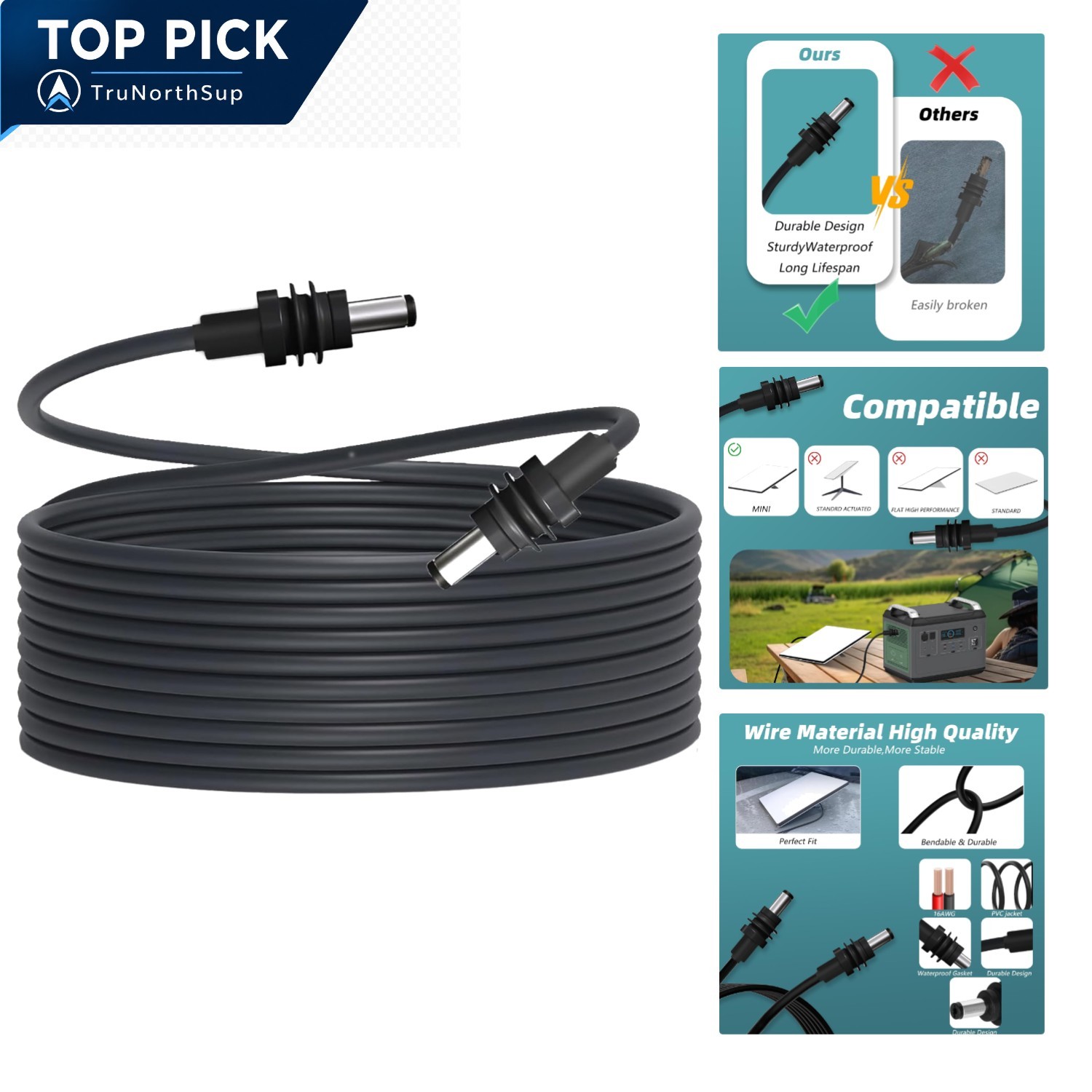 DC5521 Power Extension Cable 10FT for Starlink Mini Waterproof DC Male to Male