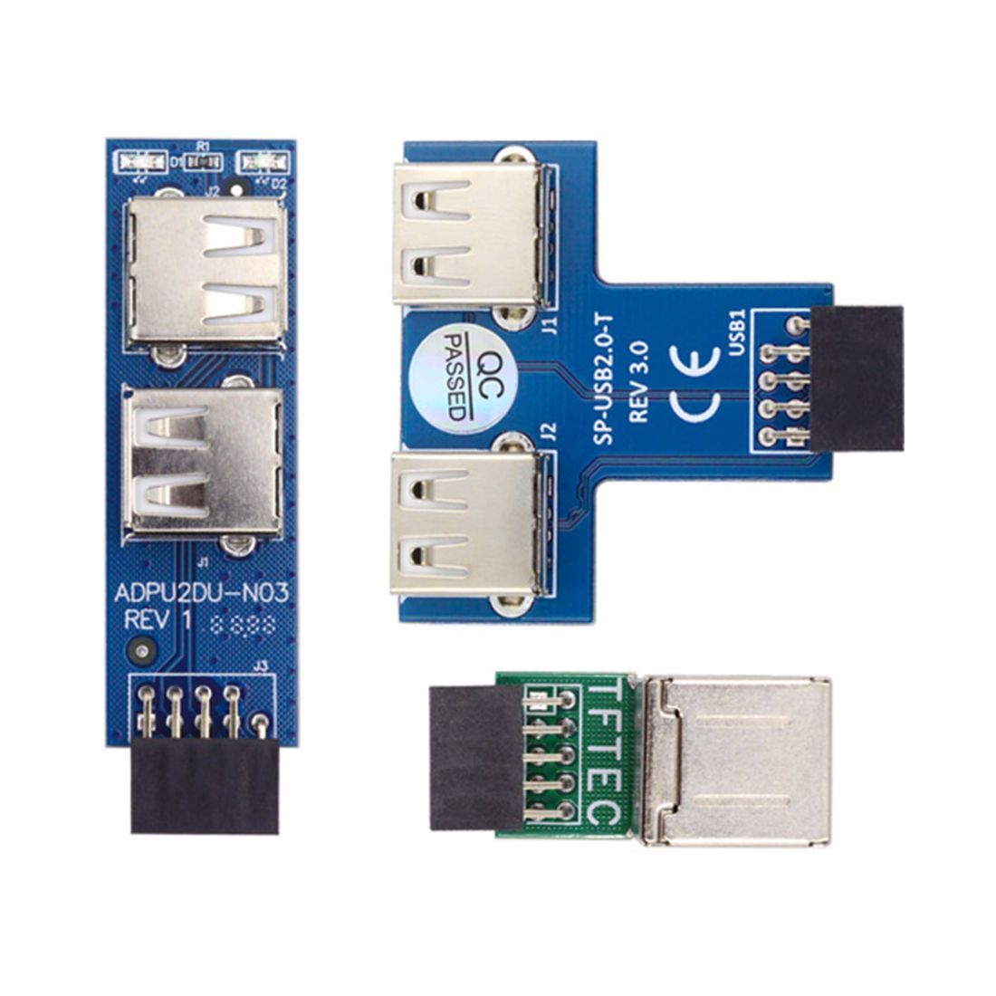 CY 3pcs Mainboard USB2.0 9Pin Female Front Panel Header to Dual USB Adapter
