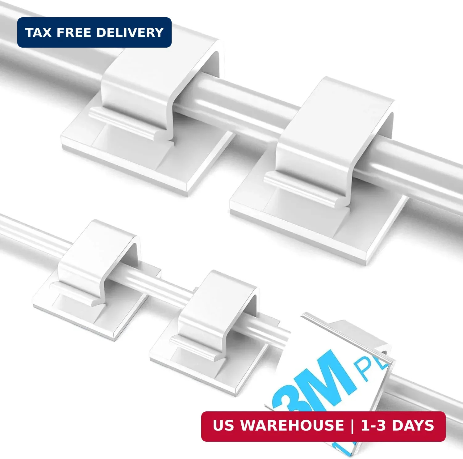 100 PCS Adhesive Cable Clips White (Small & Large), Upgraded Wall Wire Holder fo