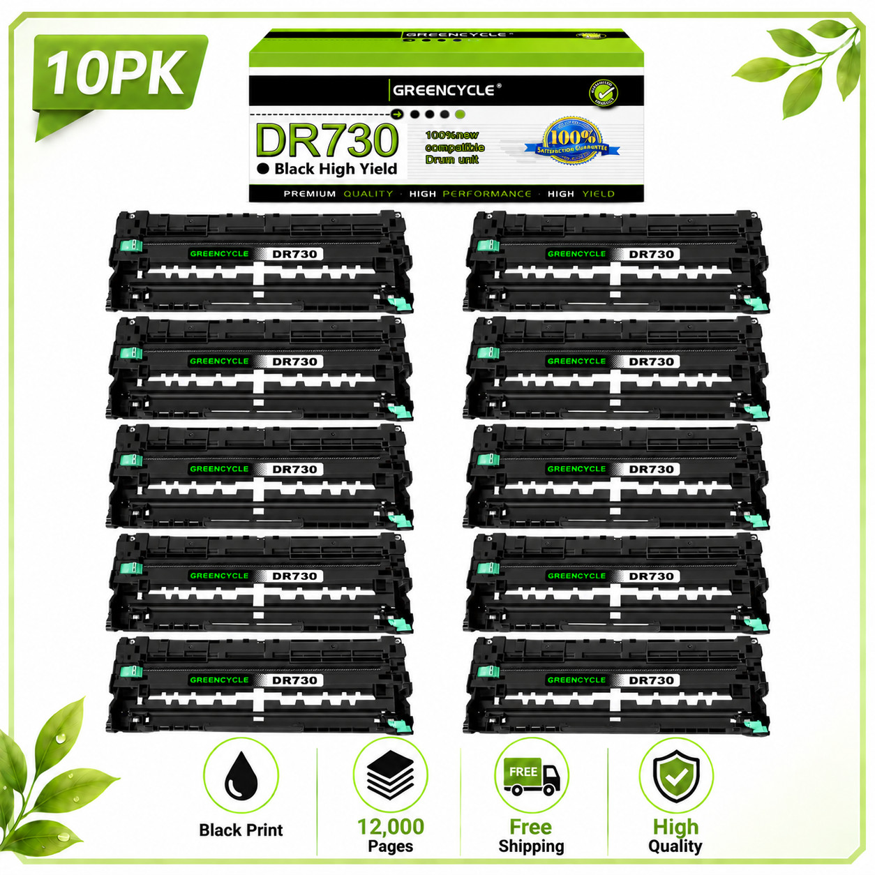 10PK DR730 Drum Unit Fit for Brother MFC-L2730DW MFC-L2710DN L2713DW MFC-L2715DW