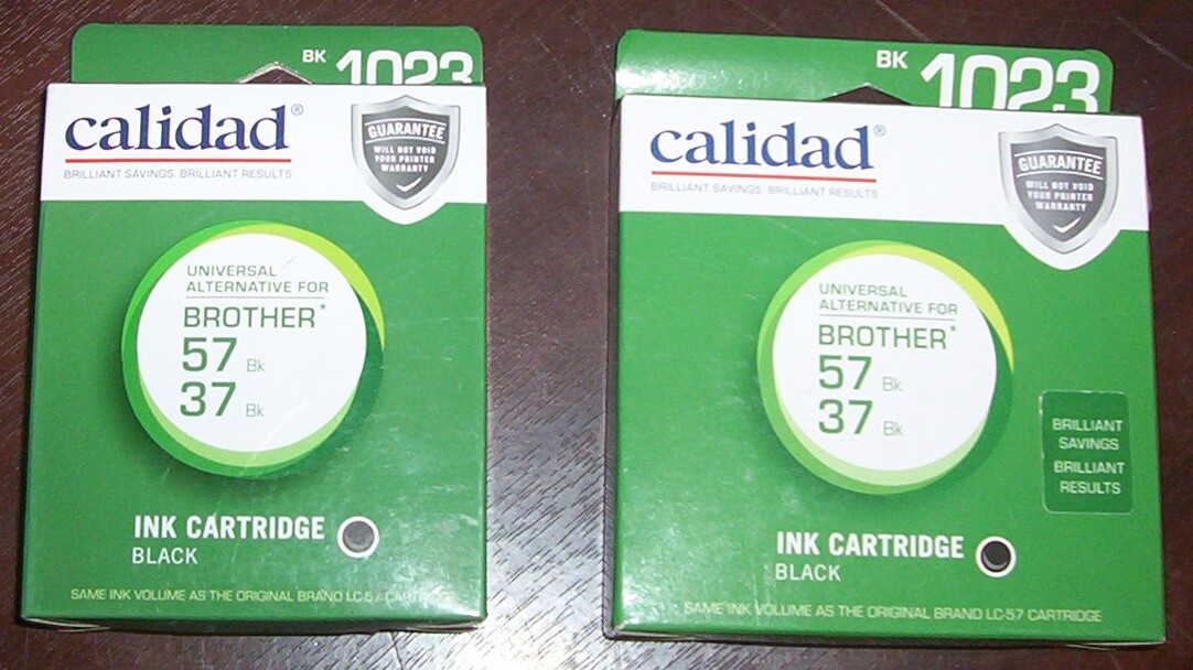 2 x Calidad 1023-BK black cartridges for Brother LC37BK/LC57BK