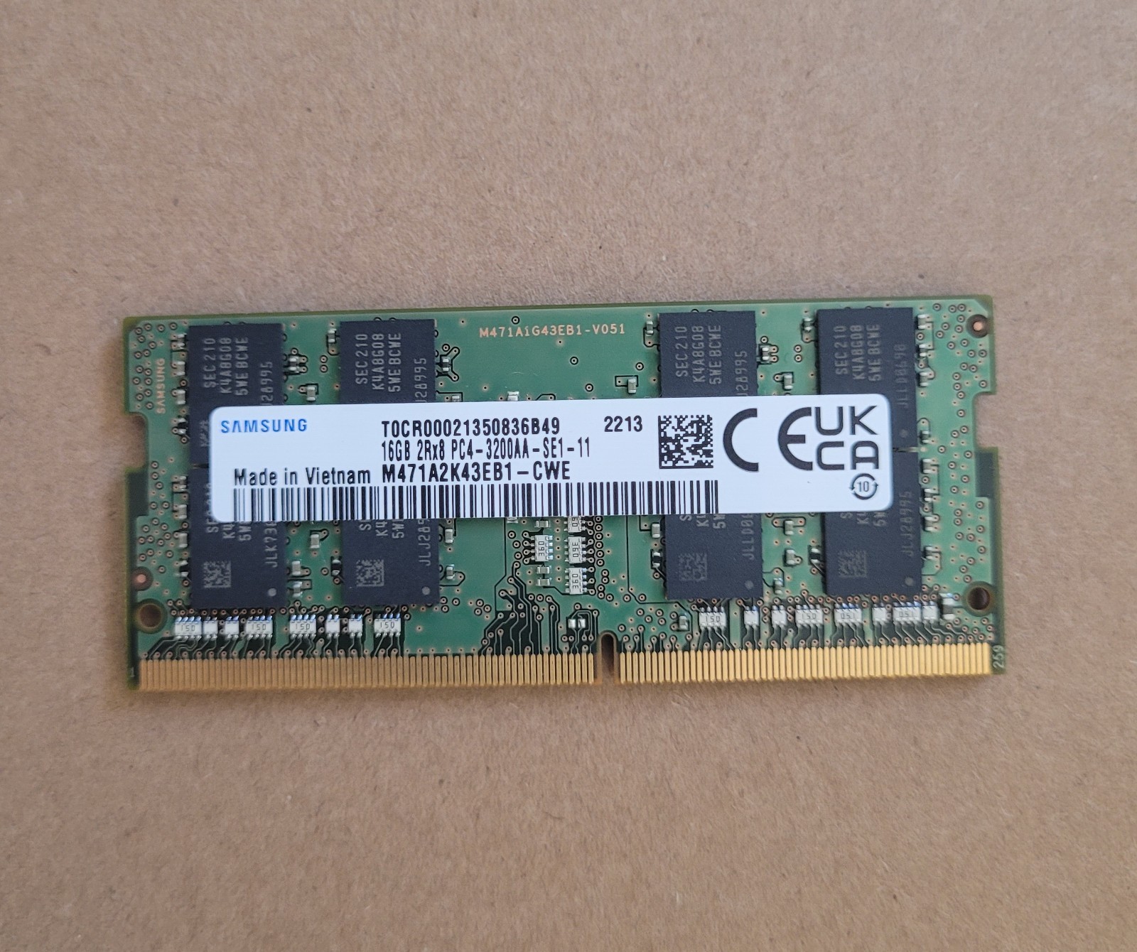 1x 16GB PC4 SODIMM 3200AA PC4-25600 Laptop RAM M471A2K43EB1-CWE ( Samsung / HP )