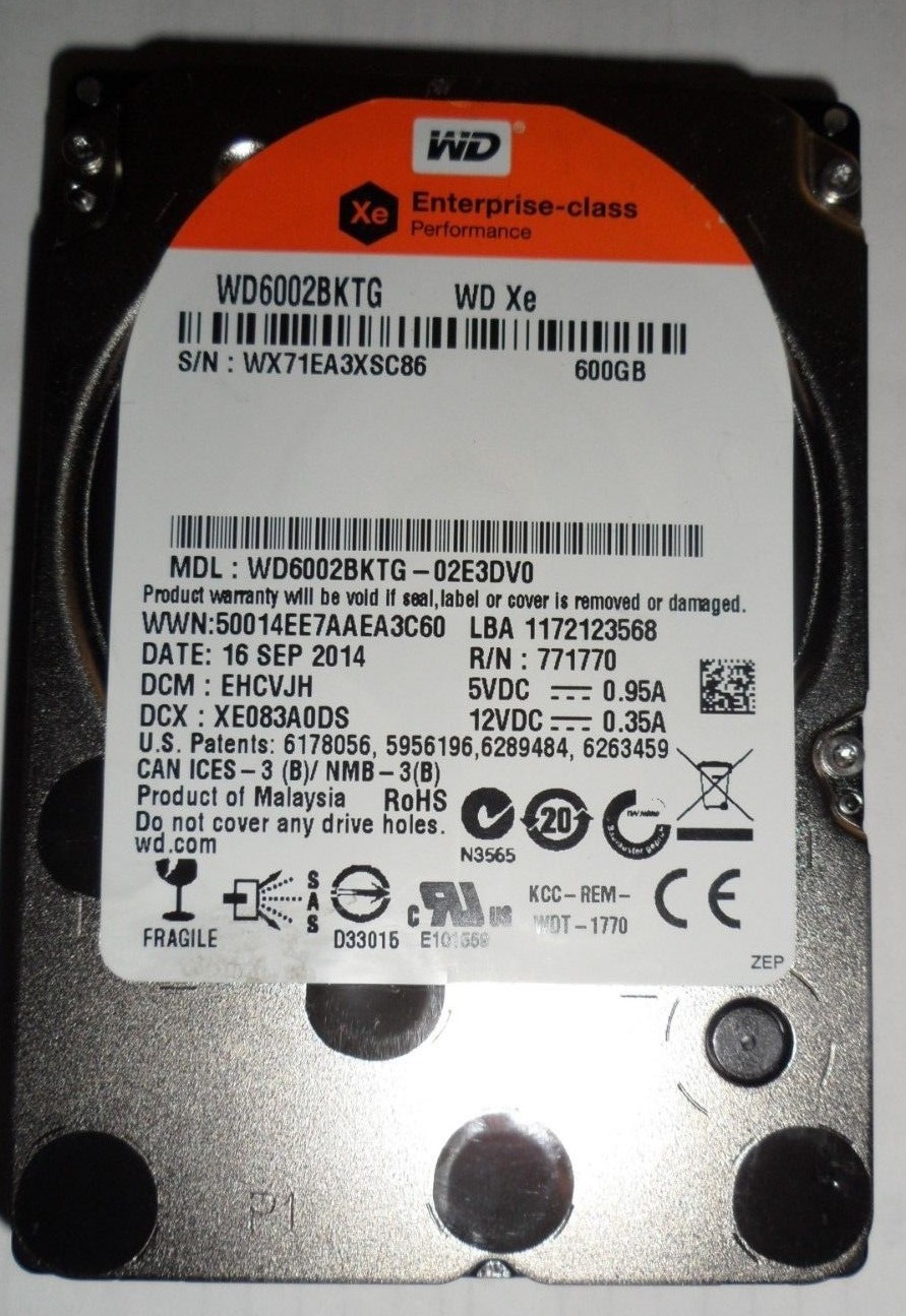 Western Digital WD6002BKTG-02E3DV0 600gb 2.5" SAS hard drive WD Xe 6Gb/s