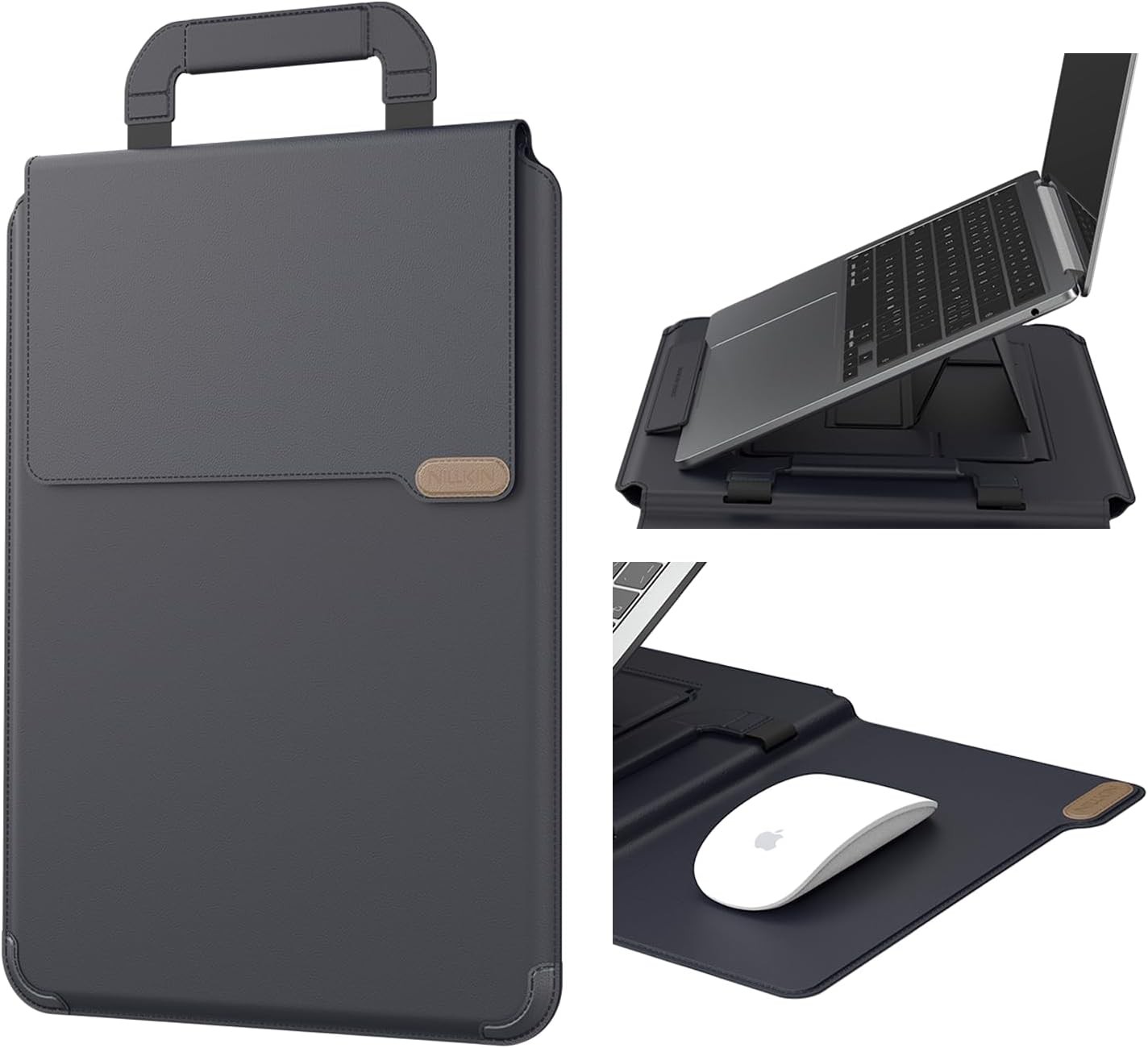 Versatile Pro Upgraded 12-14in Laptop Sleeve with Stand & Mouse Pad for MacBook/