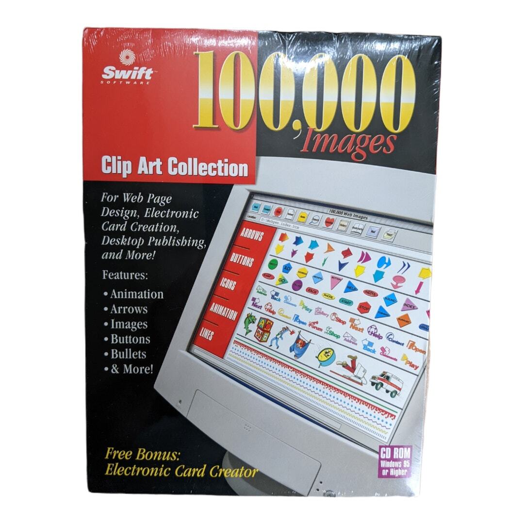 NEW/SEALED Swift 100.000 Images Clip Art Collection CD ROM W/ Bonus Card Creator